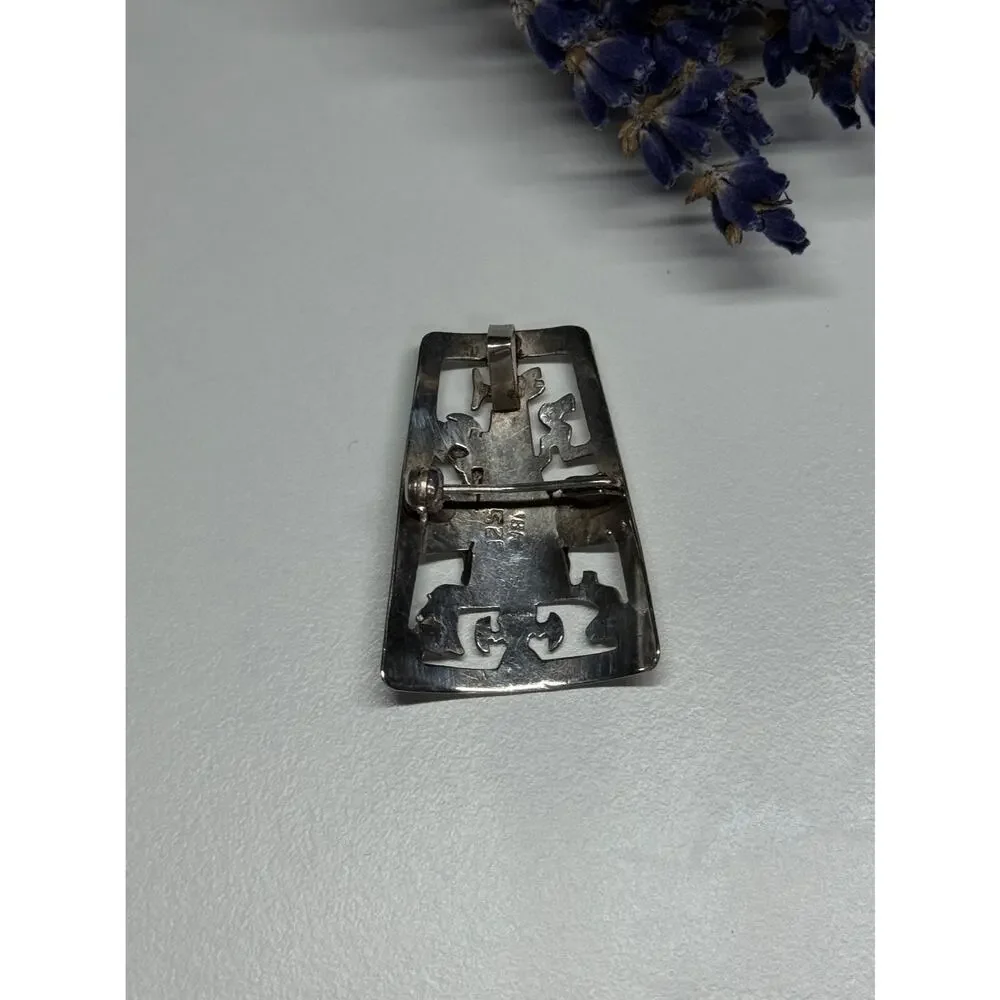 925 Sterling Silver Brooch Length 34 Mm